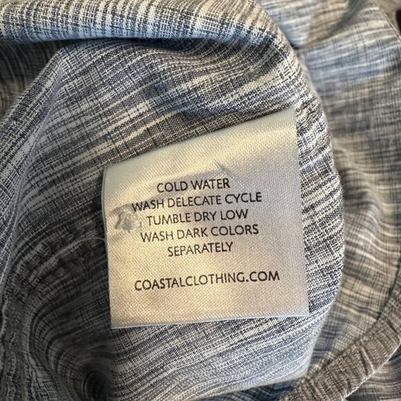 Coastal Mens Lightweight Blue Striped Short-Sleeve Button-Up Shirt XL - Picture 7 of 9